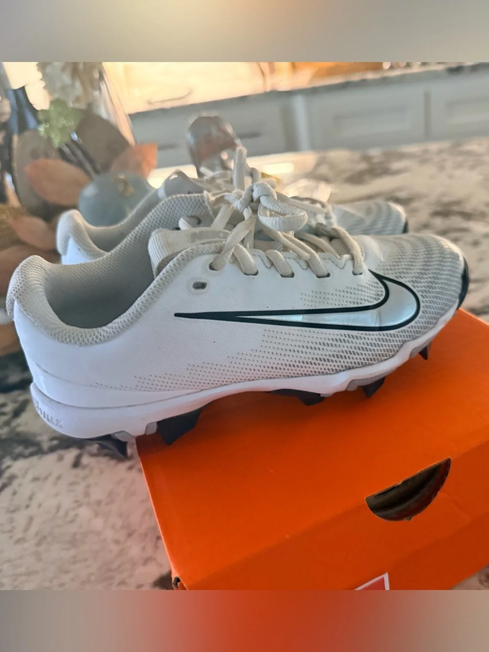 Nike Vapor Shark 3 Football Cleats Size 2.5 Youth White Grey Black